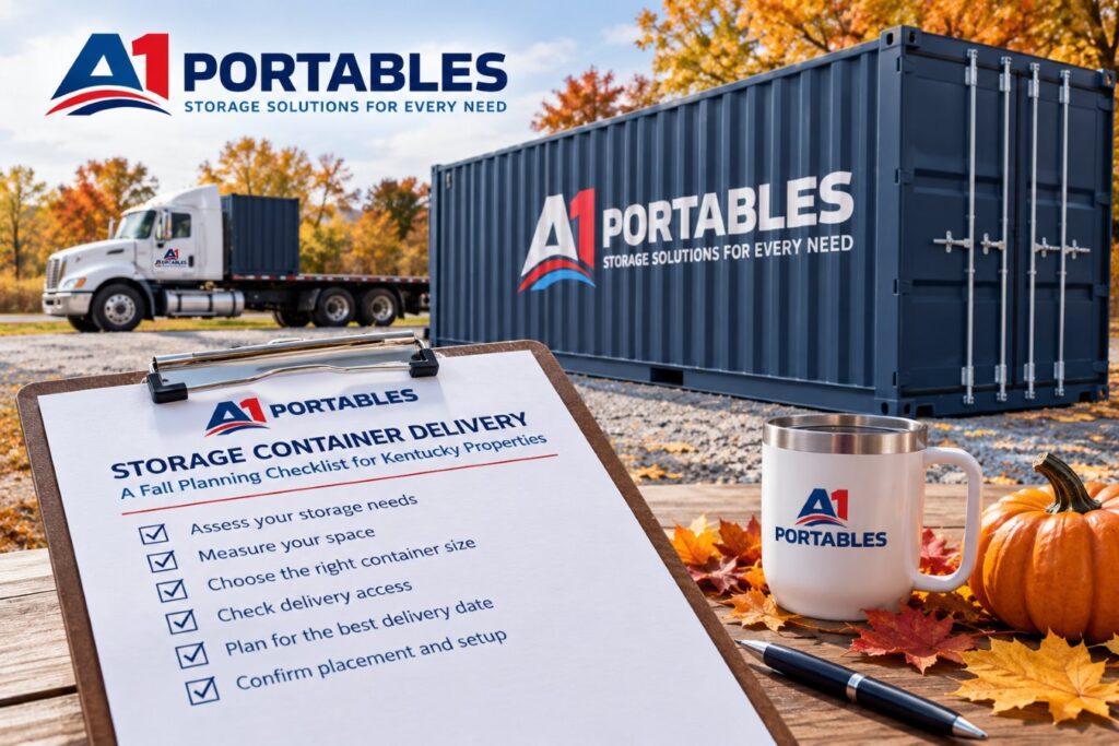 Storage container delivery to a prepared Kentucky property